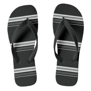 Chic black white striped flip flops