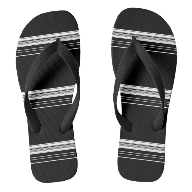 Chic black white striped  flip flops (Footbed)