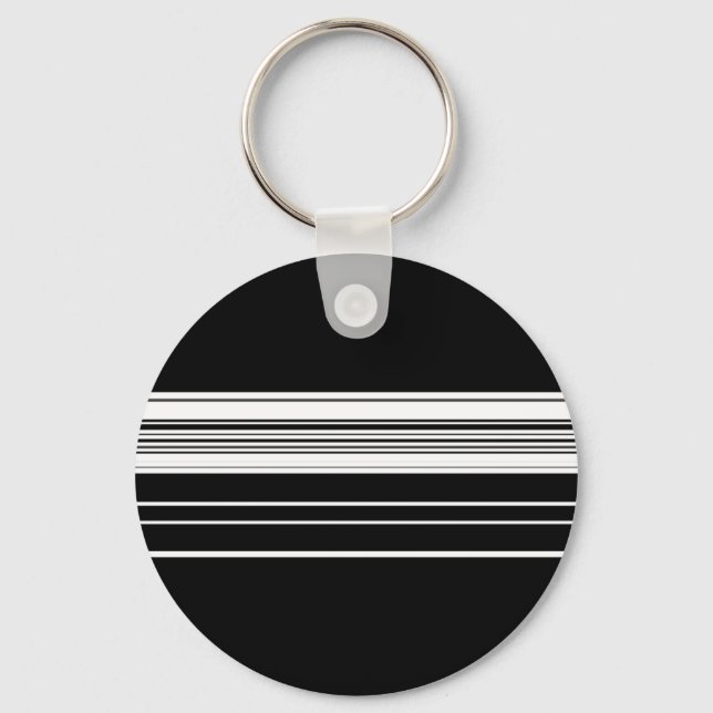 Chic black white striped  key ring (Front)