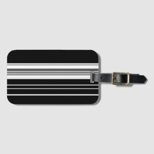 Chic black white striped luggage tag