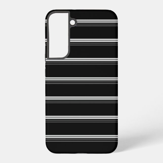 Chic black white striped  samsung galaxy s22+ case (Back)