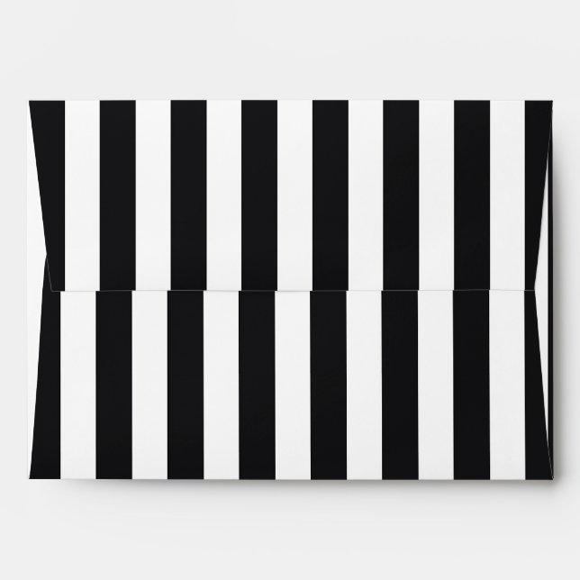 Chic Black & White Striped Stripes Invite Envelope (Back (Top Flap))