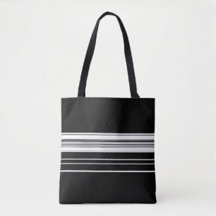 Chic black white striped  tote bag