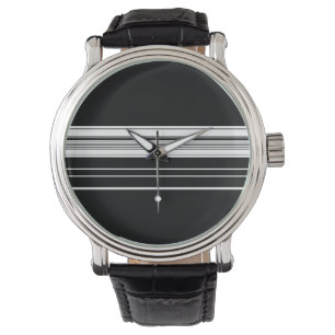 Chic black white striped watch