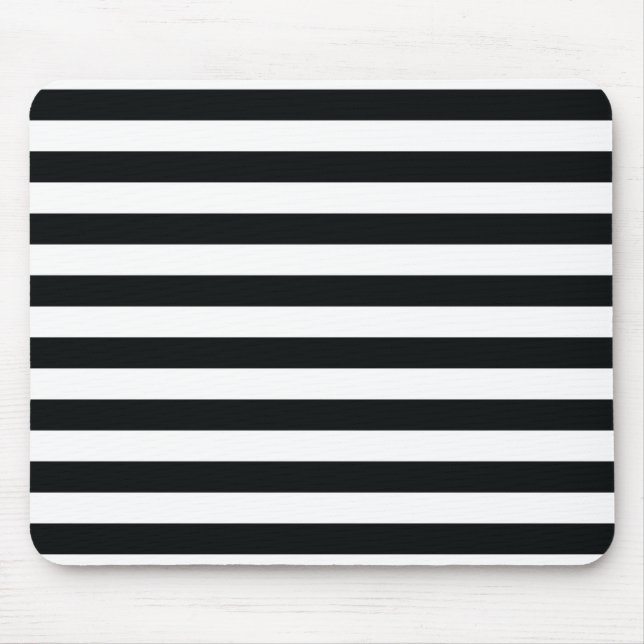 Chic Black & White Stripes Mouse Mat (Front)