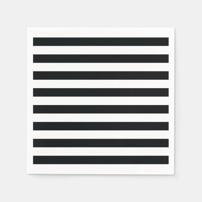 Chic Black & White Stripes Napkin (Front)