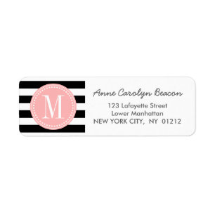Chic Black & White Stripes Personalised Monogram