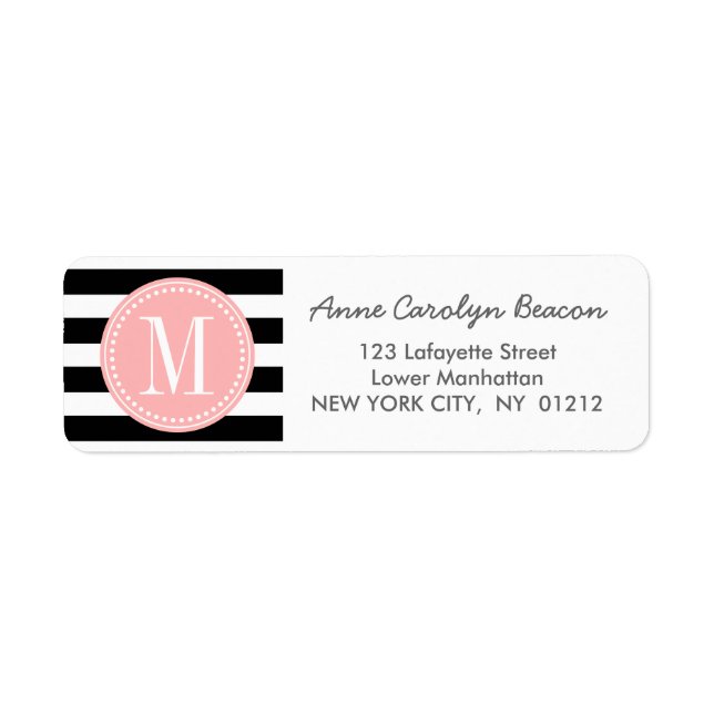 Chic Black & White Stripes Personalised Monogram (Front)