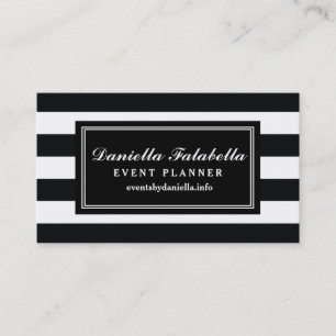 Chic Black & White Stripes Professional Template Business Card
