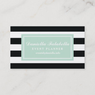 Chic Black & White Stripes Professional Template Business Card