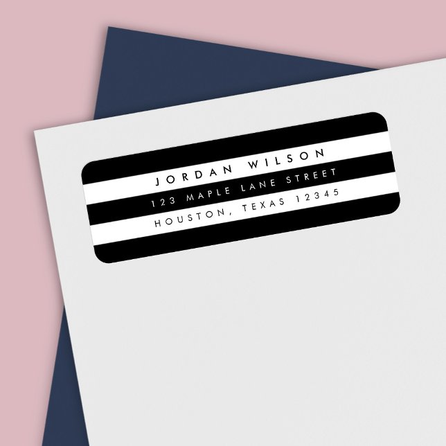 Chic Black & White Stripes Return Address (Creator Uploaded)