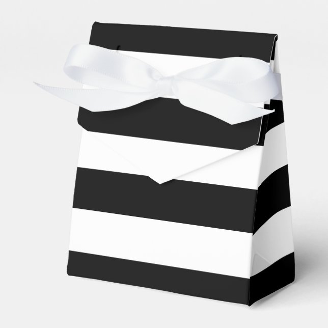 Chic Black & White Stripes Striped Birthday Party Favour Box (Front Side)