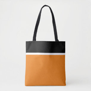 Chic Black White Top Stripes Orange Colour Block Tote Bag