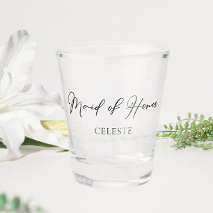 Chic Black White Wedding Custom Maid of Honour Shot Glass