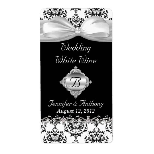 Chic Black & White Wedding Mini Wine Labels