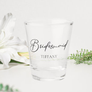 Chic Black White Wedding Modern Custom Bridesmaid Shot Glass