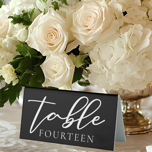Chic Black White Wedding Table Number (Creator Uploaded)