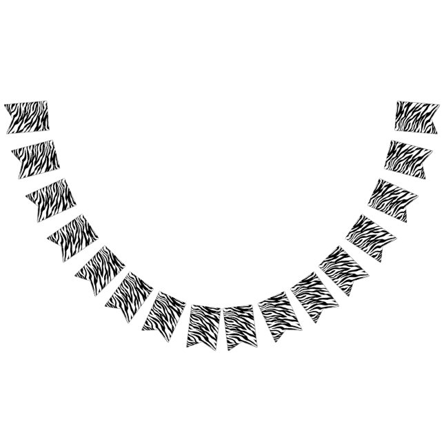 Chic black white zebra print safari birthday party bunting  (All)