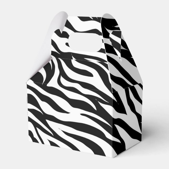 Chic black white zebra print safari birthday party favour box (Front Side)