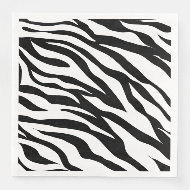 Chic black white zebra print safari birthday party napkin (Front)