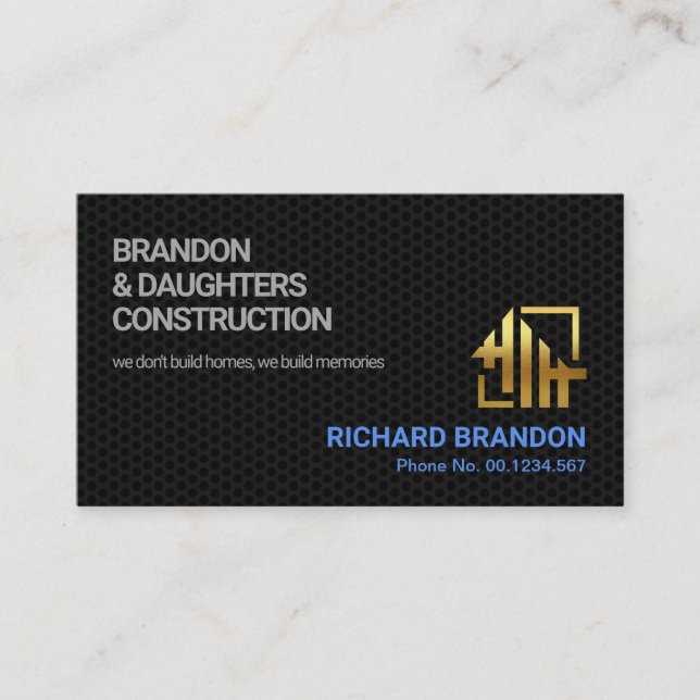 Chic Black Wire Mesh Women Contractor Handyman Business Card (Front)