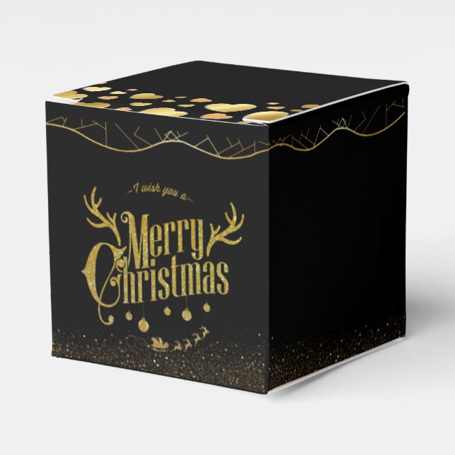 chic black with heart of christmas favour box (Front Side)