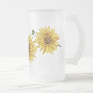 Chic Black Wood Grain and Sunflower Frosted Mug