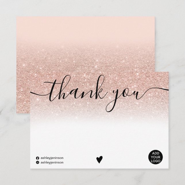 Chic blank thank you rose gold glitter ombre logo (Front/Back)