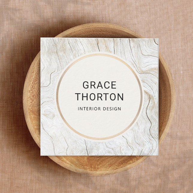 Chic  Bleached Wood Coastal Interior Designer Square Business Card (Creator Uploaded)