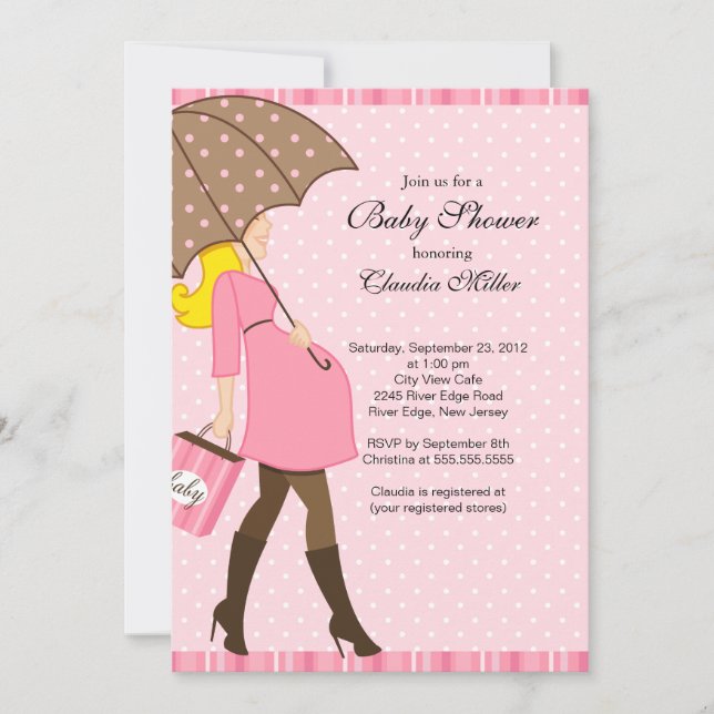 Chic Blonde Pregnant Mum Baby Shower Invitation (Front)
