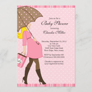 Chic Blonde Pregnant Mum Baby Shower Invitation
