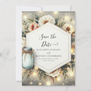 Chic Bloom Mason Jar Wedding Save The Date