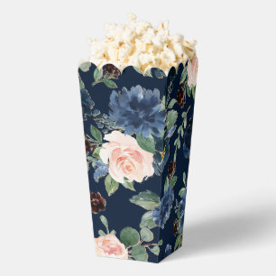 Chic Blooms   Dark Navy Blue and Blush Pattern Favour Box