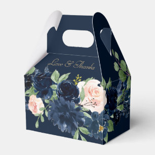 Chic Blooms   Dark Romantic Navy Blue and Blush Favour Box
