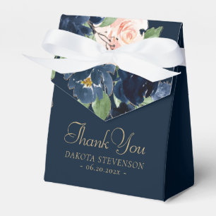 Chic Blooms Dark Romantic Navy Blue and Blush Favour Box