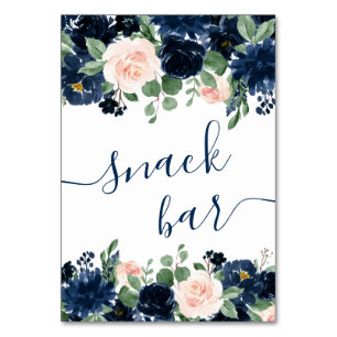 Chic Blooms Navy and Blush Floral Dessert Bar Table Number
