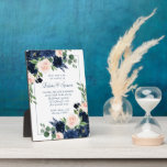 Chic Blooms | Navy and Blush Keepsake Invitation Plaque<br><div class="desc">Romantic hand-painted theme featuring a navy blue and blush pink watercolor floral bouquet embellished by botanical laurel and dark blue accents. From the "Boho Bloom" collection, this layout incorporates a rich Bohemian wildflower bouquet with radiant flower blooms and eucalyptus greenery foliage. For other colours, styles, or coordinating products, please visit...</div>