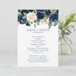 Chic Blooms   Navy Blue and Blush Garland Ceremony Programme