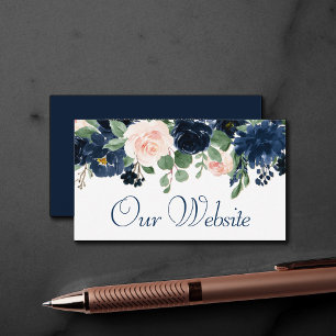 Chic Blooms Navy Blue and Blush Garland Website Enclosure Card