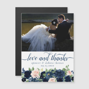 Chic Blooms Navy Blush Photo Thank You Magnet
