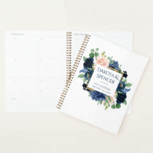Chic Blooms Romantic Navy and Blush Pattern Planner