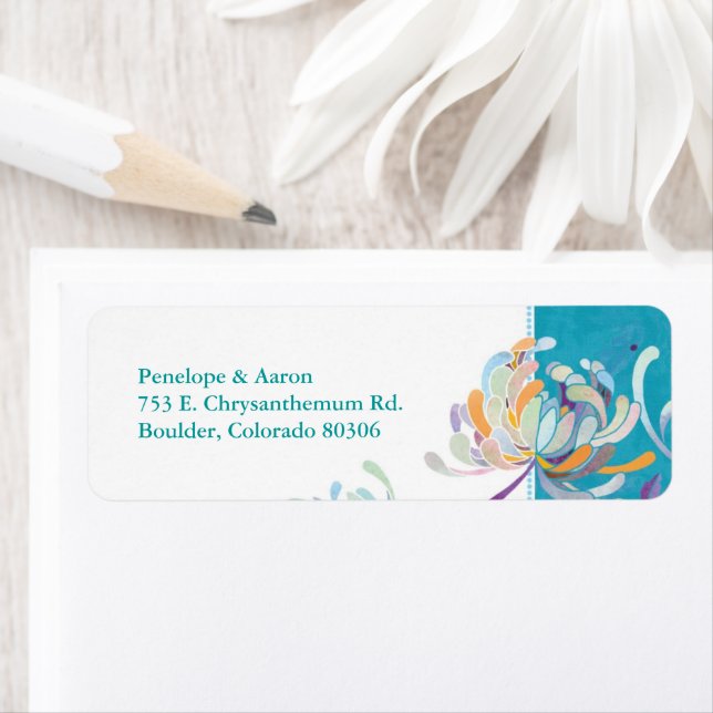 Chic Blossom Turquoise Wedding Return Address (Insitu)