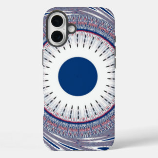 Chic blue abstract art design iPhone 16 plus case