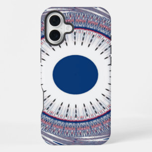 Chic blue abstract art design iPhone 16 plus case