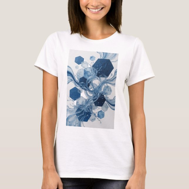 Chic Blue ABSTRACT ART Statement Tee (Front)