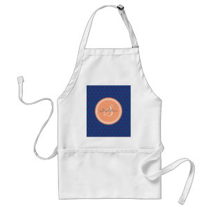 Chic blue abstract geometric pattern monogram standard apron