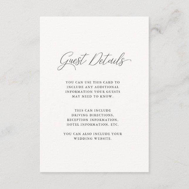 Chic Blue and Golden Cream Wedding Guest Details Enclosure Card (Front)
