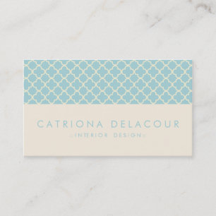Chic Blue and Ivory Moroccan Pattern Business Card