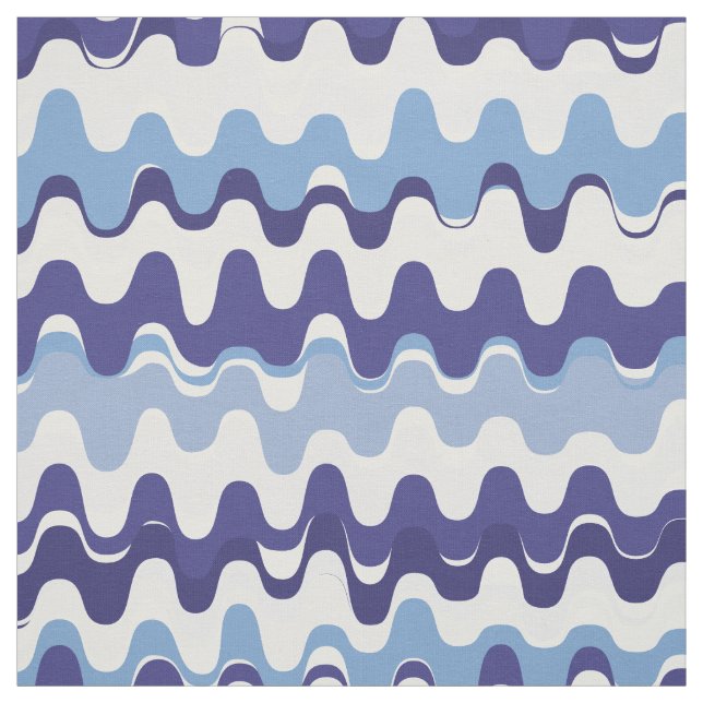 Chic blue and white abstract wave pattern fabric (Swatch)