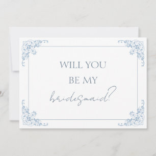 Chic Blue and White Bridesmaid Proposal Card